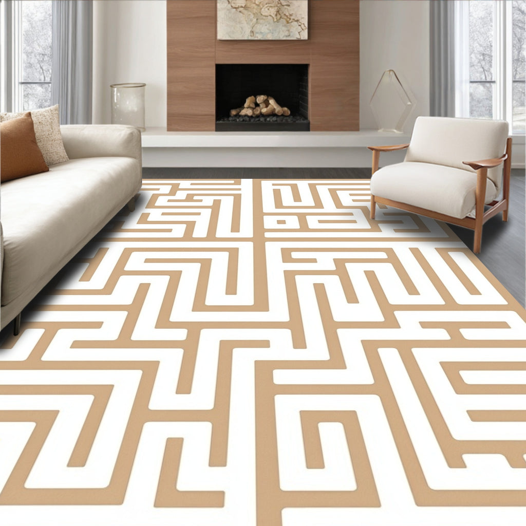 Geometric Maze Pattern Rug