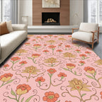 Whimsical Floral Swirl Pattern Design Rug