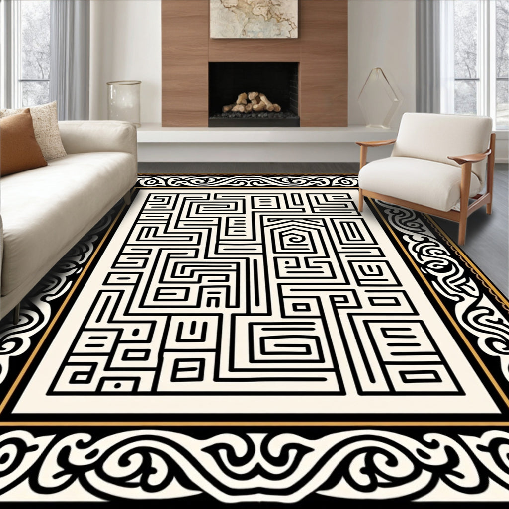 Intricate Maze Patterned Graphic Rug