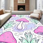 Pink Mushroom Abstract Swirl Pattern Rug