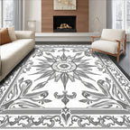 Intricate Floral Sunburst Mandala Design Rug