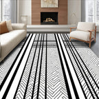 Monochromatic Striped Maze Pattern Rug