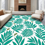 Tropical Green Leaf Pattern Rug
