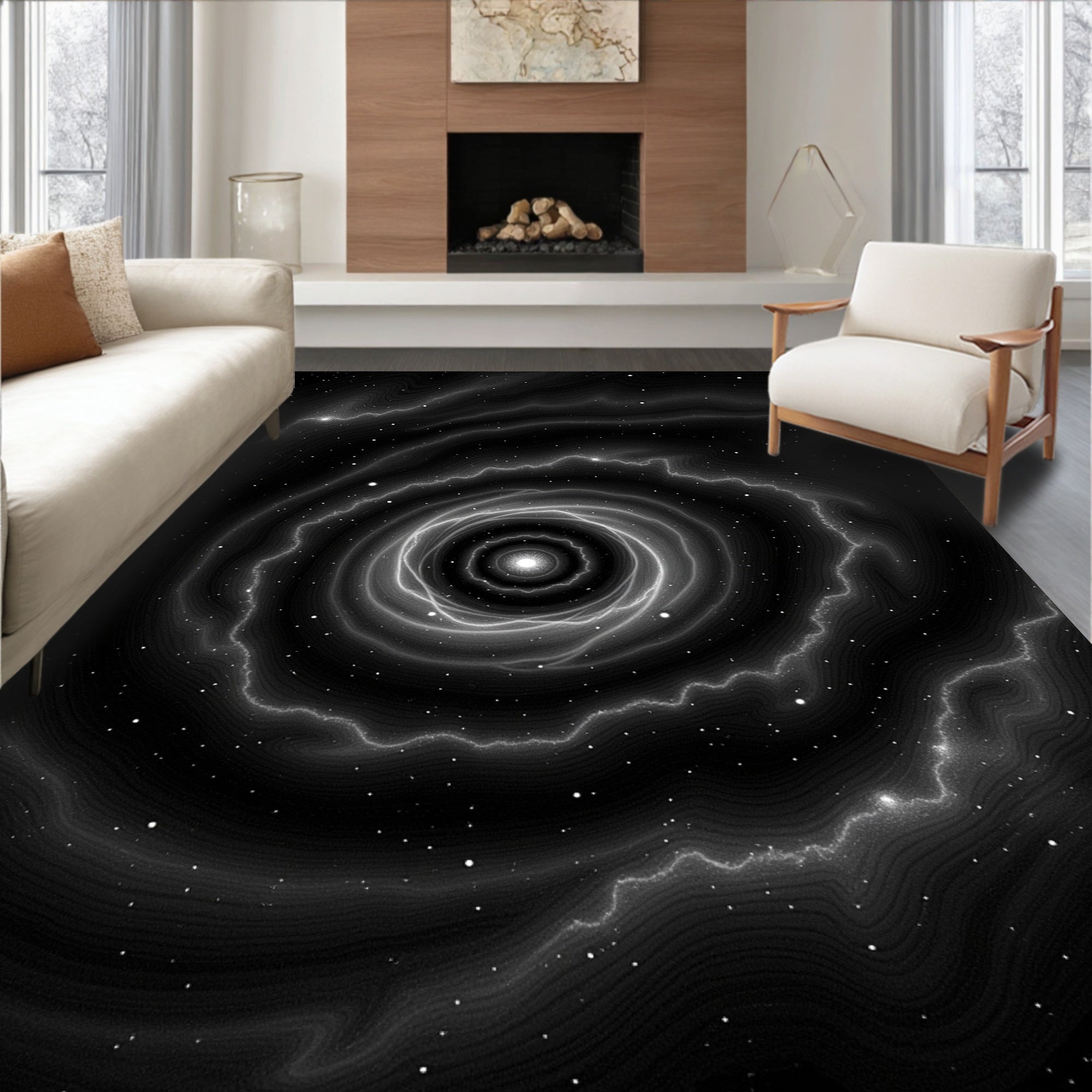 Galactic Swirl Abstract Starry Night Rug