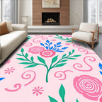 Whimsical Floral Swirl Pattern Rug