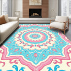 Soft Pink Blue Mandala Garden Rug
