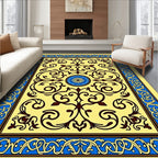Yellow Blue Brown Traditional Floral Rug
