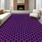Deep Blue Pink Hexagonal Grid Rug
