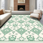 Mint Floral Scroll Mandala Design Rug