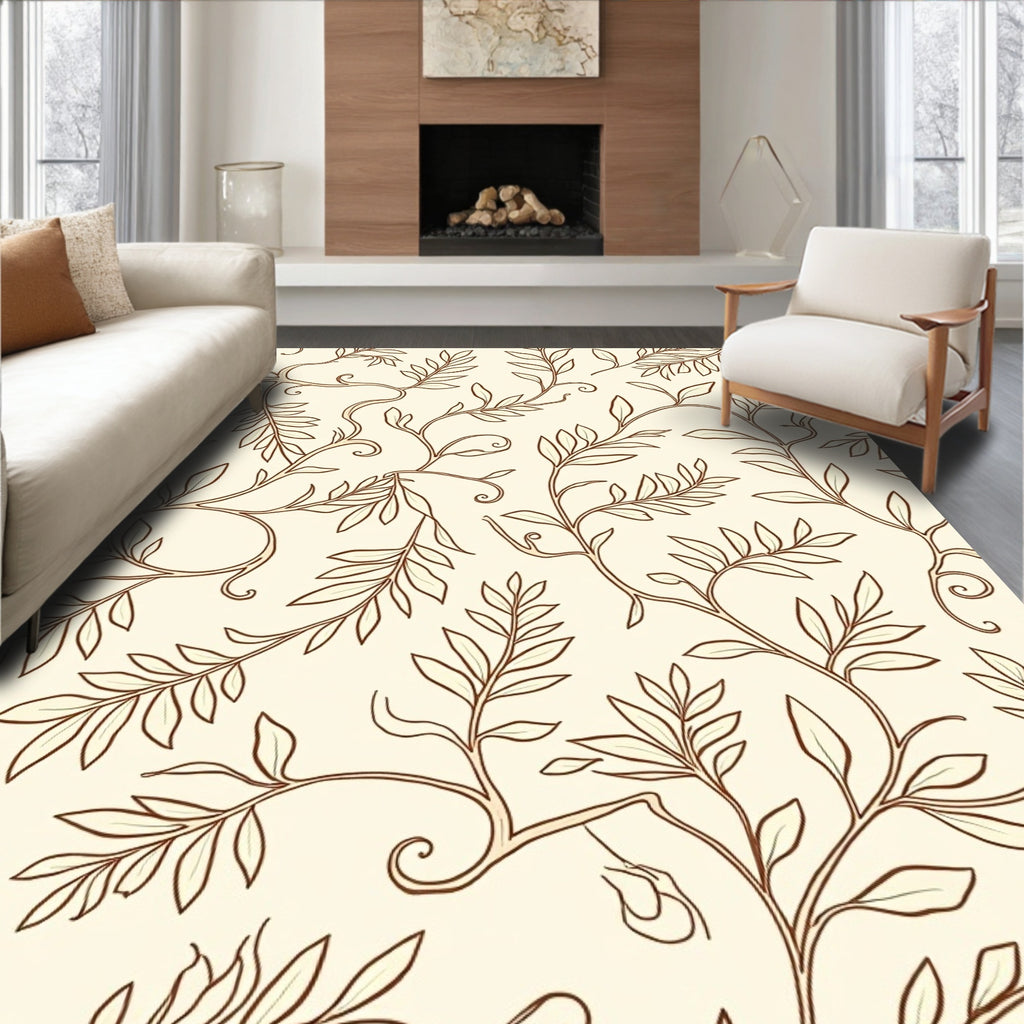Elegant Vine Leaf Pattern Rug