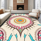 Vivid Teal Pink Sunburst Medallion Rug