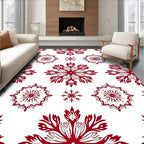 Crimson Snowflake Medallion Arrangement Rug