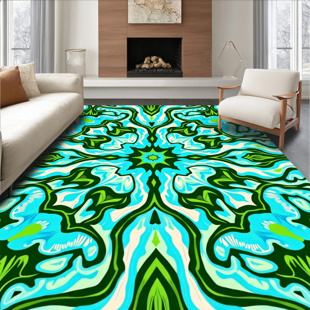 Abstract Psychedelic Floral Pattern Rug