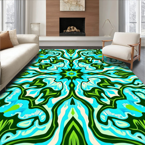 Abstract Psychedelic Floral Pattern Rug