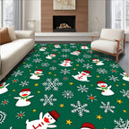 Festive Snowmen White Snowflake Scatter Rug