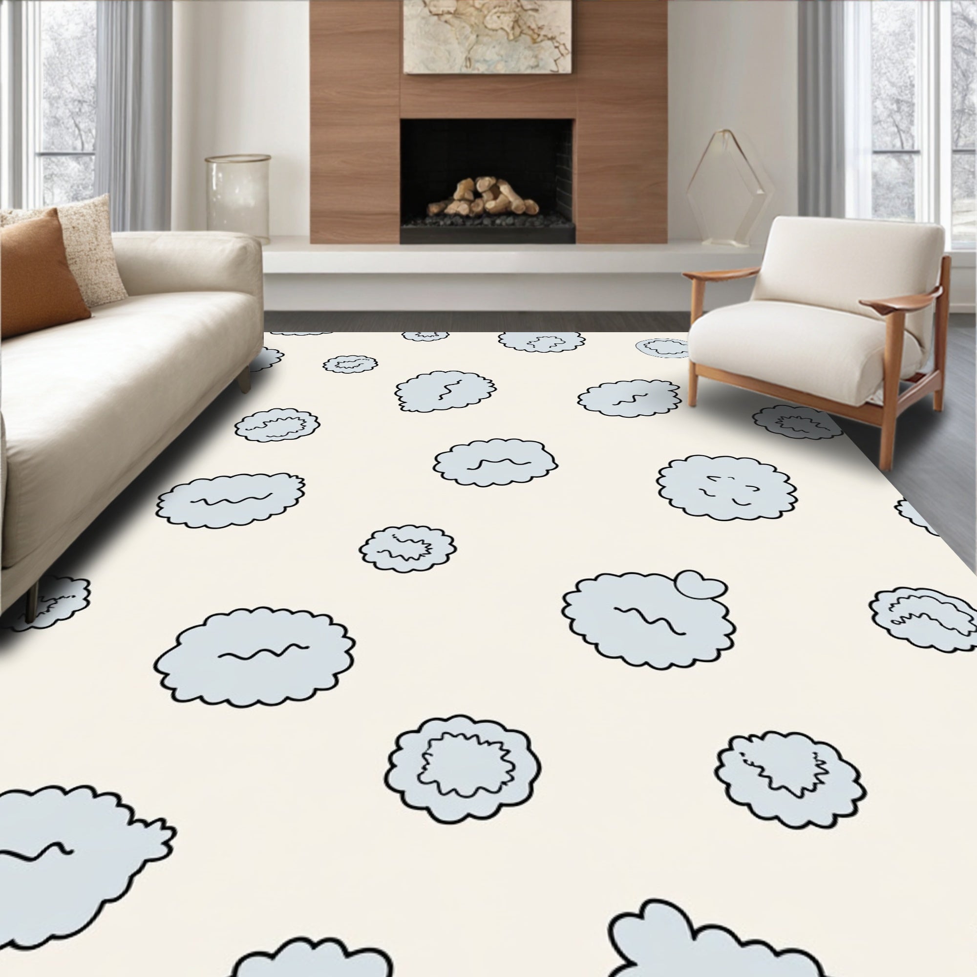 Abstract Cloud Pattern Accent Rug