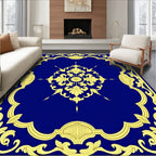 Royal Blue Gold Floral Medallion Rug