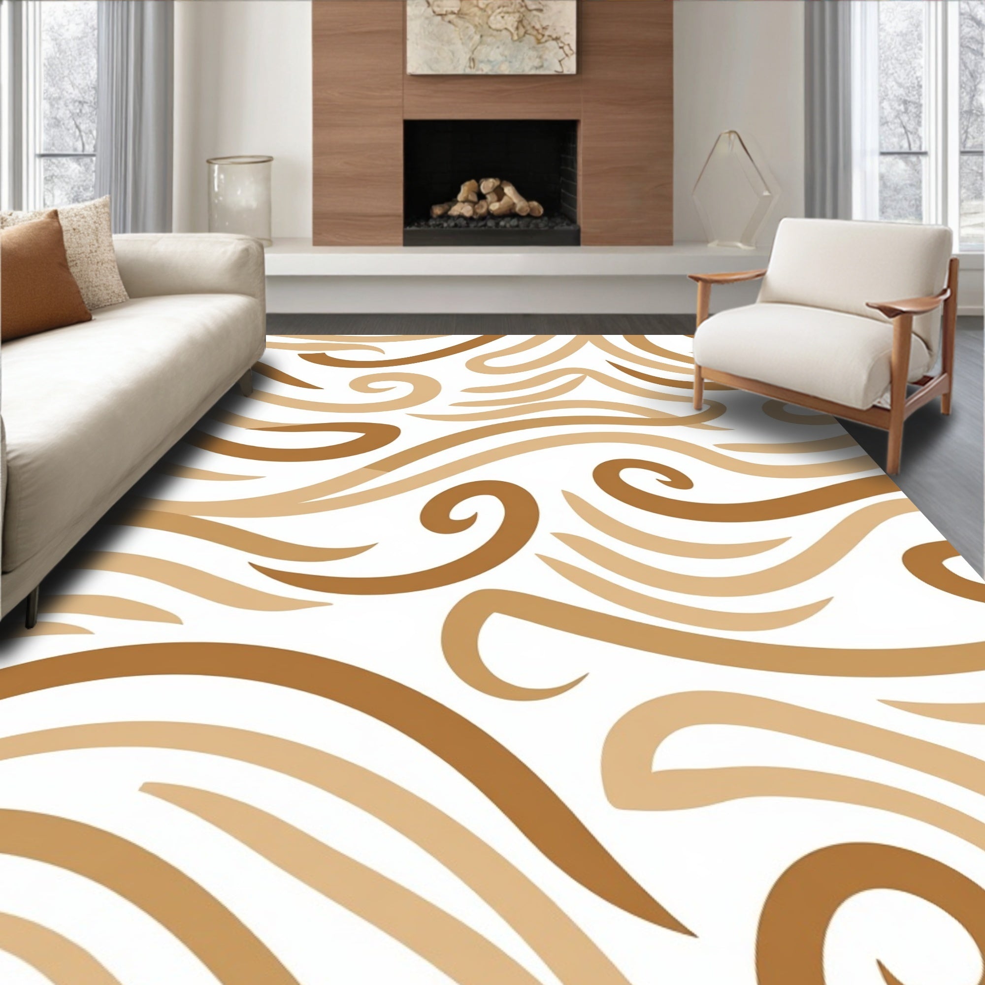 Abstract Curved Lines Pattern Rug