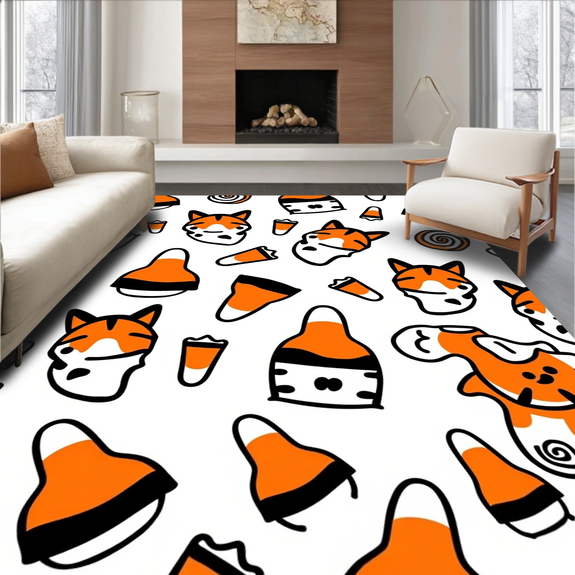 Cute Halloween Animals Candy Pattern Rug