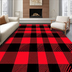 Red Black Plaid Pattern Rug