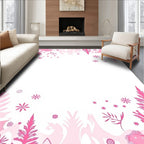 Whimsical Pink Floral Meadow Silhouette Rug