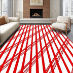 Bold Red Diagonal Stripe Rug