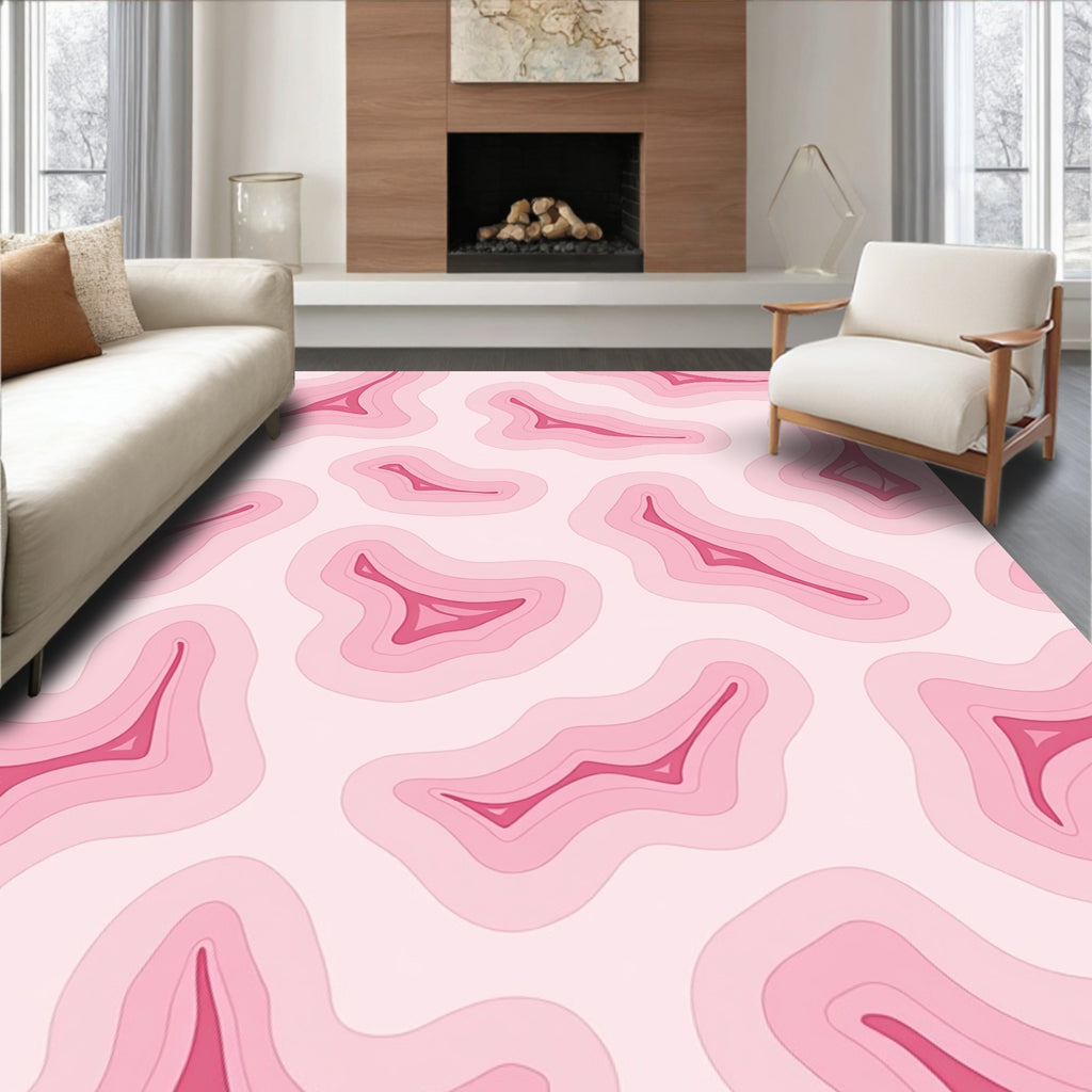 Pink Concentric Layered Abstract Pattern Rug