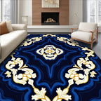 Classic White Gold Floral Pattern Rug