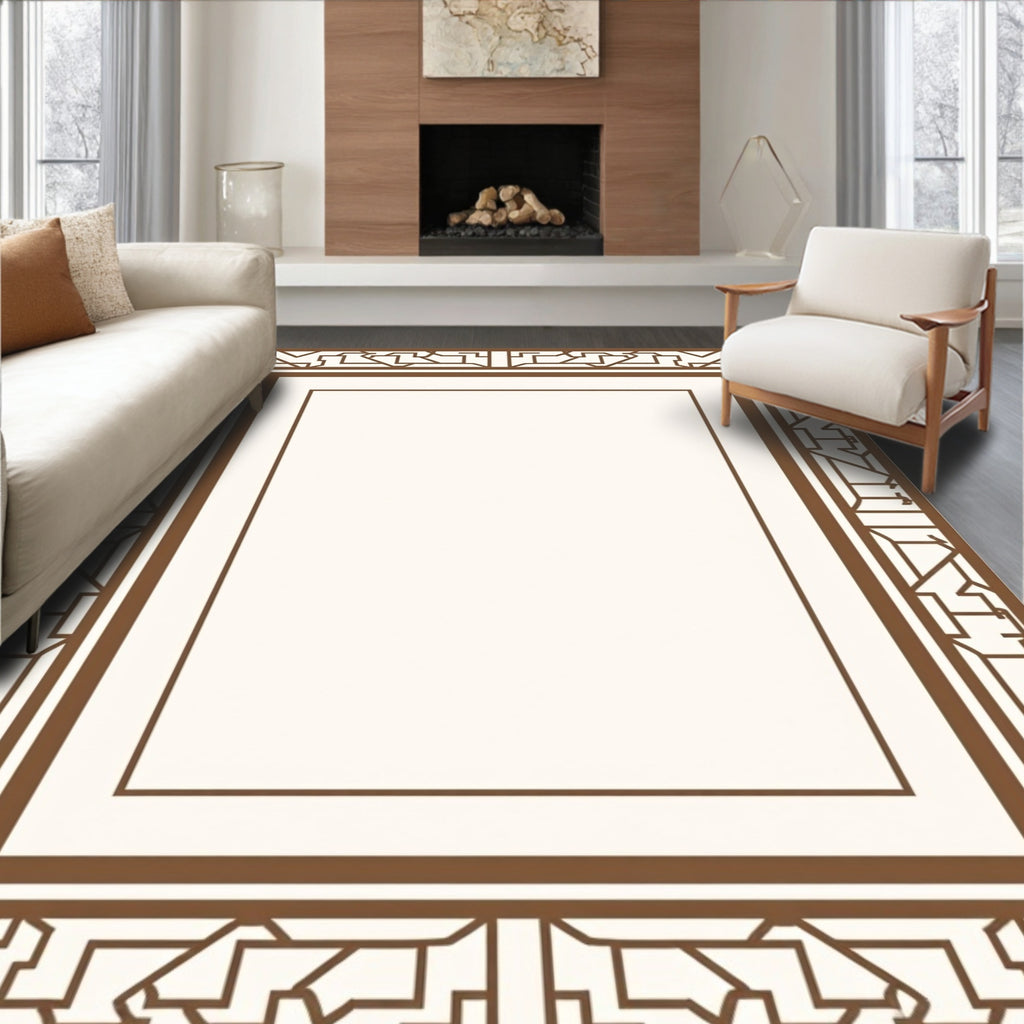 Brown Geometric Art Deco Style Rug