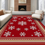 Red Snowflake Festive Pattern Rug