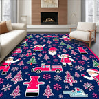 Festive Christmas Santa Tree Truck Pattern Rug