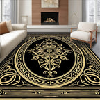Elegant Golden Floral Art Nouveau Rug