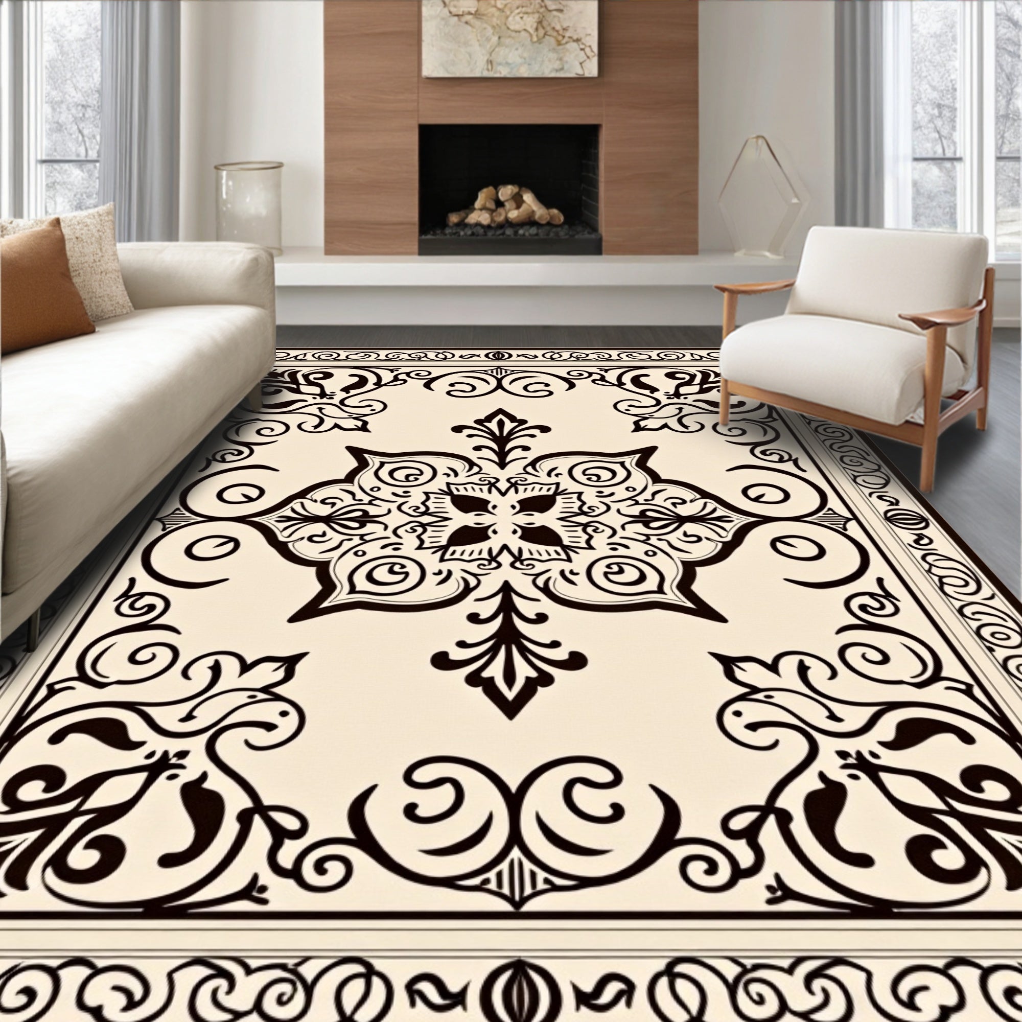 Ornate Floral Medallion Pattern Rug