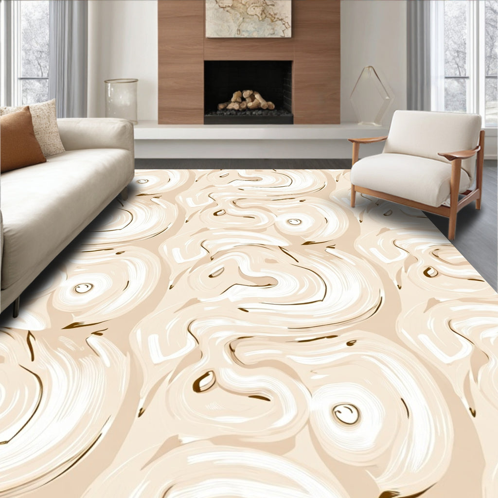 Creamy Swirl Abstract Pattern Rug