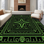 Neon Green Abstract Star Mandala Design Rug
