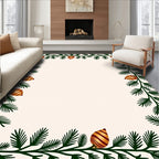 Green Pine Garland Golden Ornament Rug