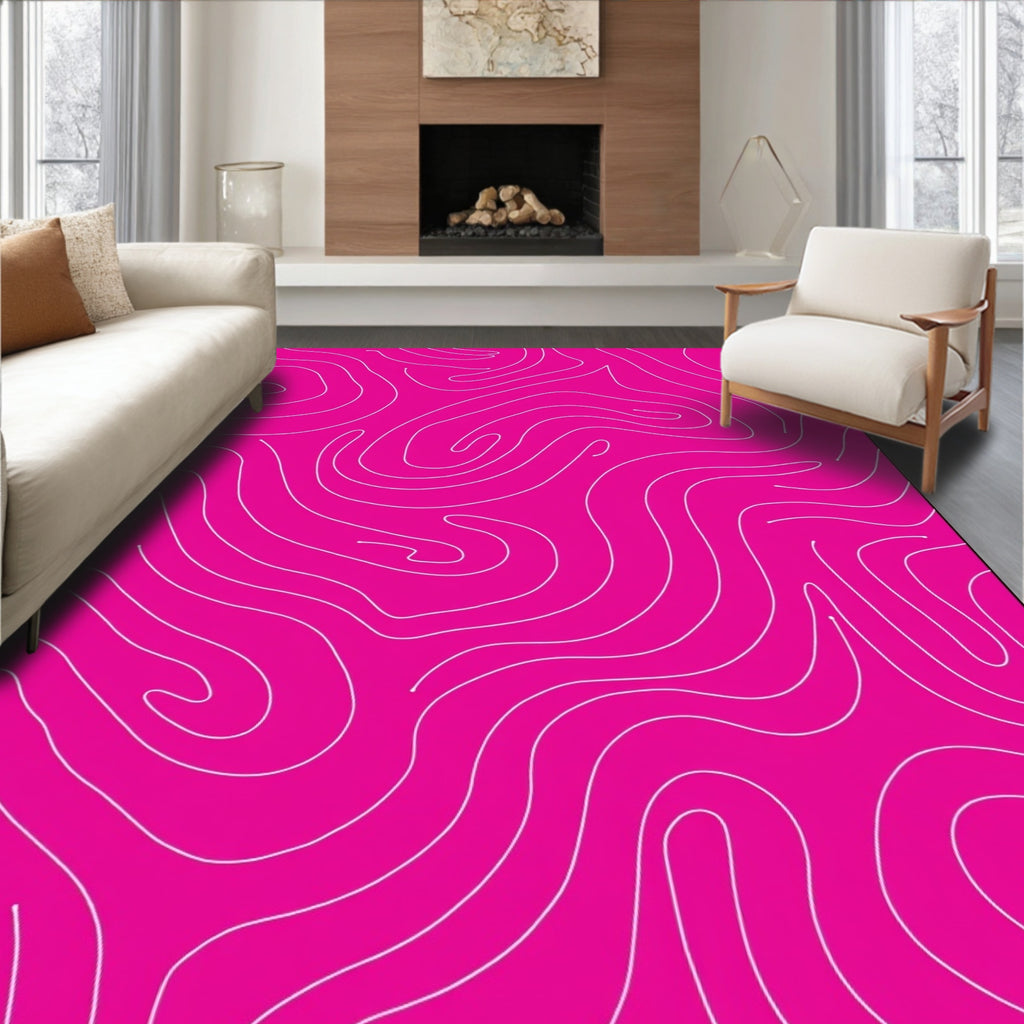 Abstract Swirls Continuous Line Pattern Rug