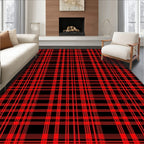 Classic Red Black Plaid Pattern Rug