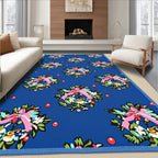 Whimsical Blue Wreath Holiday Rug
