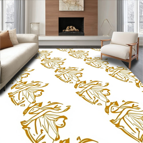 Amber Swirling Leaves Pattern Rug