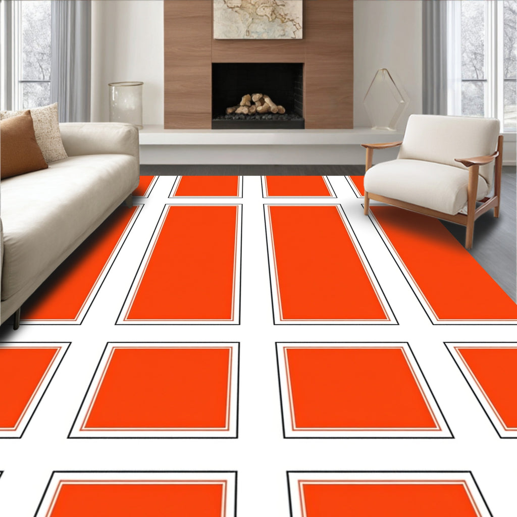 Bold Rectangular Grid Design Rug
