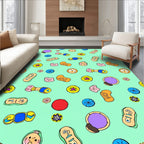 Playful Cartoon Shapes Flowers Rug
