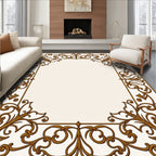 Elegant Gold Vine Scroll Border Design Rug