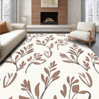 Brown Leafy Branch Pattern Rug