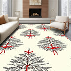 Minimalist Red Ribbon Pine Tree Rug