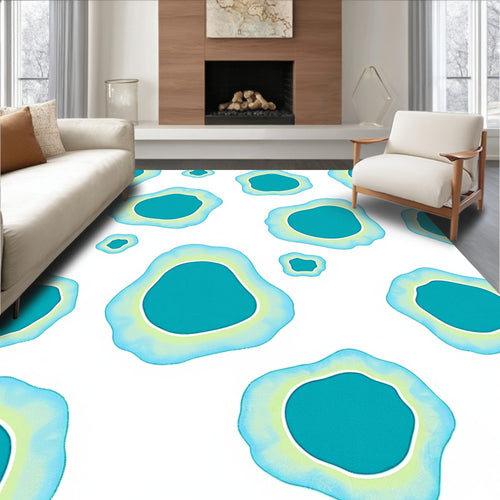 Abstract Organic Teal Blue Pattern Rug