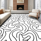 Abstract Curvy Line Art Design Rug