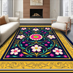 Vibrant Floral Symmetry Design Rug