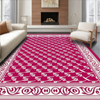 Ornate Crimson Cream Repeating Pattern Rug