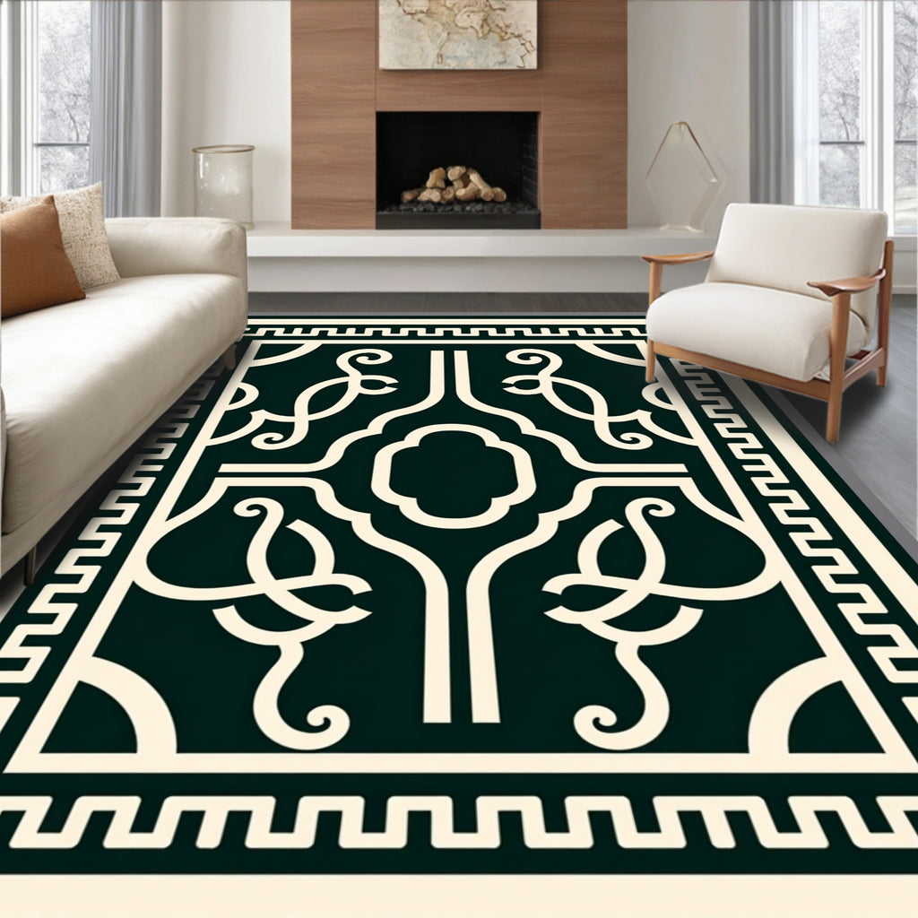 Elegant Cream Lattice Design Rug